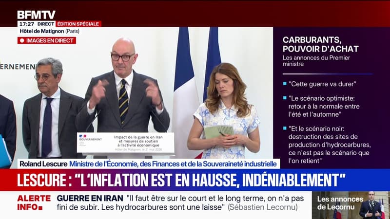 L'inflation est indéniablement en hausse, reconnaît Roland Lescure, ministre de l'Économie