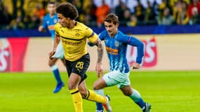 Axel Witsel et Antoine Griezmann lors d'un match de Ligue des champions entre le Borussia Dortmund et l'Atlético de Madrid, saison 2018-19