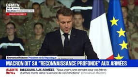Emmanuel Macron dit sa "reconnaissance" aux armées, lors de son discours aux Émirats arabes unis