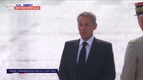 8-mai: la ministre de Armées Florence Parly et Nicolas Sarkozy arrivent Place de l'Etoile