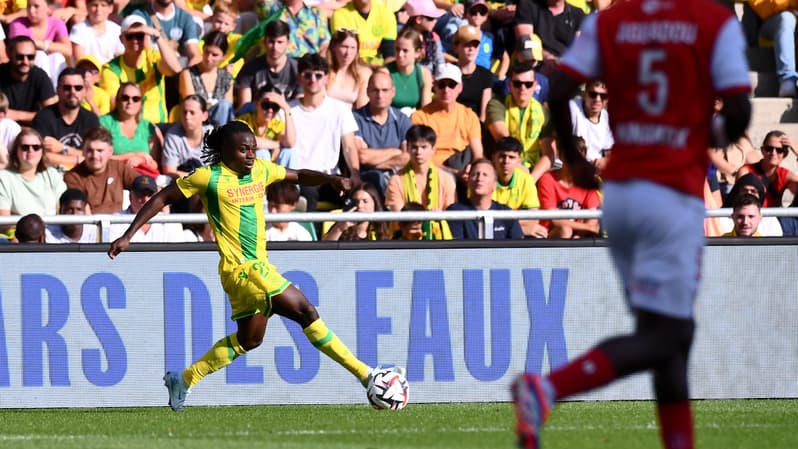 Moses Simon lors du match de la 4e journée de Ligue 1 Nantes-Reims, 15 septembre 2024
