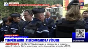 Tempête Aline: Christophe Béchu rencontre les gendarmes des Alpes-Maritimes