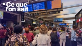 Des voyageurs coincés à la gare Montparnasse après les actes de malveillance sur le réseau SNCF le vendredi 26 juillet 2024.