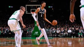 Victor Wembanyama lors de la défaite de San Antonio à Boston (117-98), le 17 janvier 2024