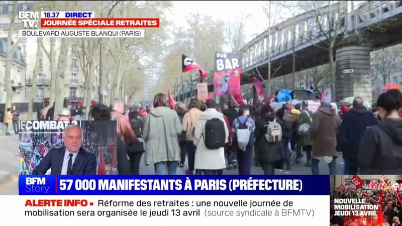 Retraites: 57.000 personnes ont manifesté à Paris selon la préfecture de police, 400.000 pour la CGT