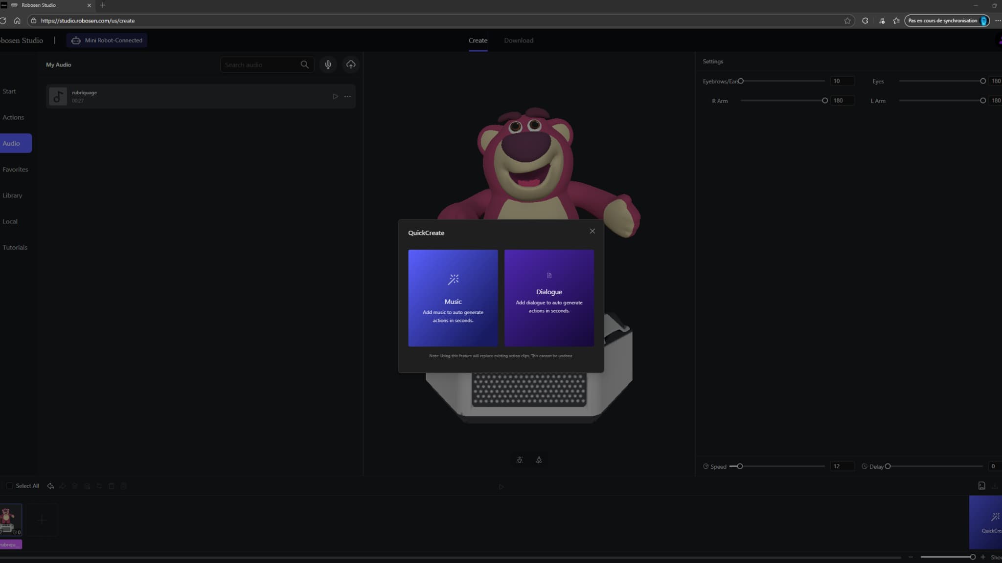 L'interface de programmation de Robosen