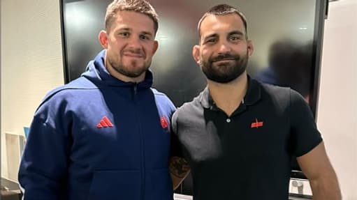 Benoit Saint Denis a rendu visite au XV de France, à Marcoussis, mardi 12 novembre 2024. 