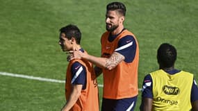 Olivier Giroud et Wissam Ben Yedder, à Clairefontaine le 10 juin 2021