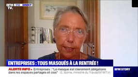 Le port du masque obligatoire dans les entreprises sera de la "responsabilité de l'employeur", selon Elisabeth Borne