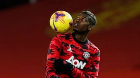 Paul Pogba lors de l'échauffement avant Manchester-Everton
