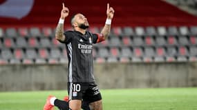 L'attaquant néerlandais de Lyon, Memphis Depay, buteur lors du match de Ligue 1 à Nîmes, le 16 mai 2021