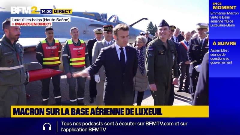 Emmanuel Macron en visite sur la base aérienne 116 de Luxeuil-les-Bains