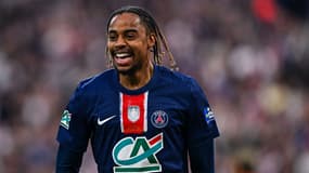 Bradley Barcola avec le PSG le 24 mai 2025