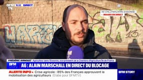  "On est parqués, ça commence à devenir un peu frustrant": Frédéric Arnoult (vice-président de la Chambre d'Agriculture d'Île-de-France) réagit à l'arrêt forcé de son convoi sur l'autoroute A6