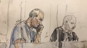 Croquis d'audience de Jean-Marc Reiser lors de son procès pour l'assassinat de Sophie Le Tan.