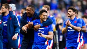 La joie des Bleus après leur victoire face à l'Ecosse