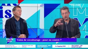 Voies de covoiturage : pour ou contre ? "Depuis que tu ramasses tes olives à la campagne, je t’assure qu'il y a des commerçants qui crèvent à Paris !" Daniel Riolo est en désaccord avec René Chiche.