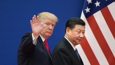 Les présidents américain Donald Trump et chinois Xi Jinping, lors d'une rencontre à Pékin le 9 novembre 2017
