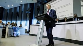 Le Haut commissaire des Nations unies pour les Réfugiés (HCR), Filippo Grandi, lors de la conférence des donateurs en faveur des 5 millions de Syriens réfugiés dans les pays voisins et les 6,1 millions de déplacés internes, le 24 avril 2...