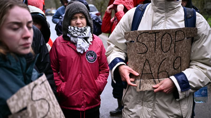 A69 Toulouse-Castres: la militante écologiste Greta Thunberg présente à un rassemblement dans le Tarn