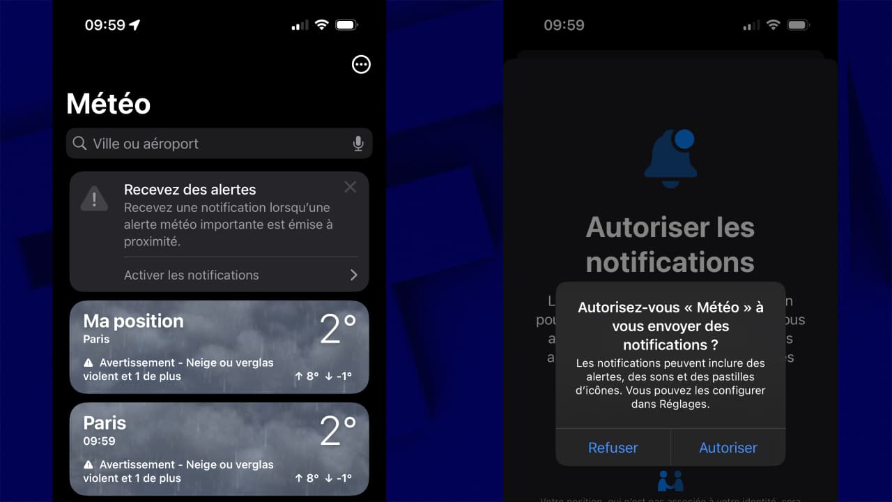 Suivez les étapes pour activer vos alertes météo
