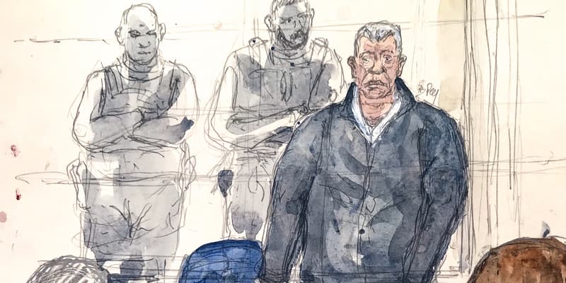 Dessin de Dominique Pelicot lors du procès des viols de Mazan en décembre 2024, à Avignon (France). (Image d'illustration)