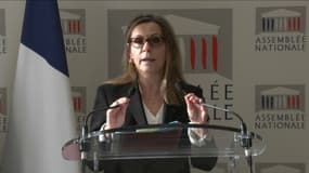 Isabelle Santiago, députée socialiste du Val-de-Marne présentant le rapport de la commission d'enquête parlementaire sur l'aide sociale à l'enfance le 8 avril 2025