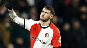 Le buteur mexicain Santiago Gimenez avec le Feyenoord contre l'Heracles à Rotterdam, le 14 décembre 2024