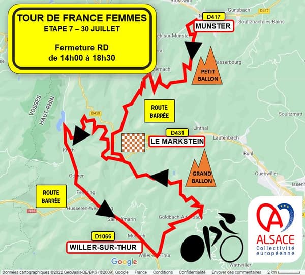 Importantes perturbations à l'occasion du passage du Tour de France Femmes.