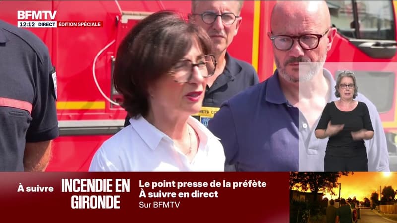 Incendie en Gironde: "À l'heure actuelle, les conditions météo restent défavorables (...) 2.400 hectares ont été détruits", indique la préfète Sophie Brocas