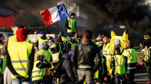 Un rassemblement de gilets jaunes - Image d'illustration