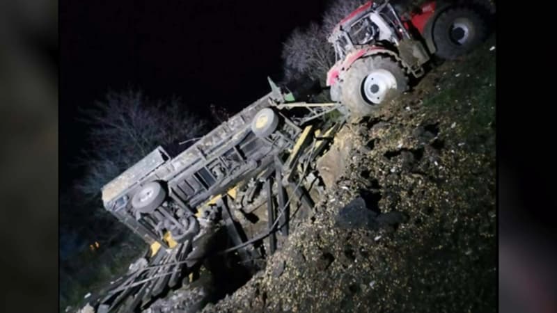 Une image de débris après l'explosion en Pologne.