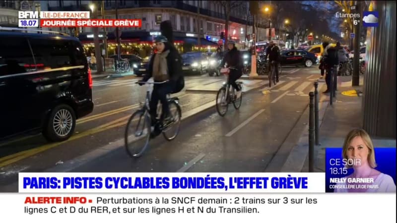 Grève du 31 janvier: du monde sur les pistes cyclables à Paris