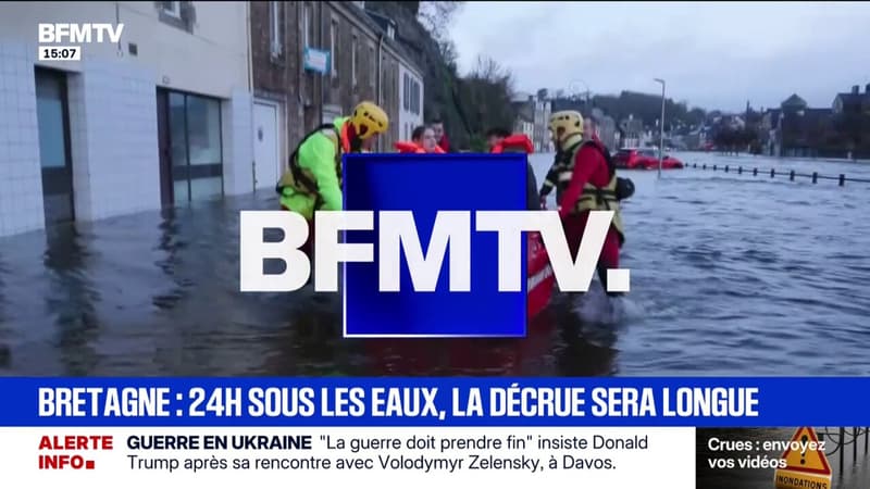 Quimperlé: le début d'une longue décrue après 24 heures sous les eaux