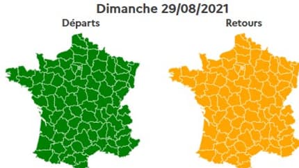 Dimanche est classé orange sur les routes dans le sens des retours. Dimanche est classé orange sur les routes dans le sens des retours.