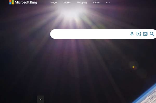 Une capture d'écran du moteur de recherche Bing