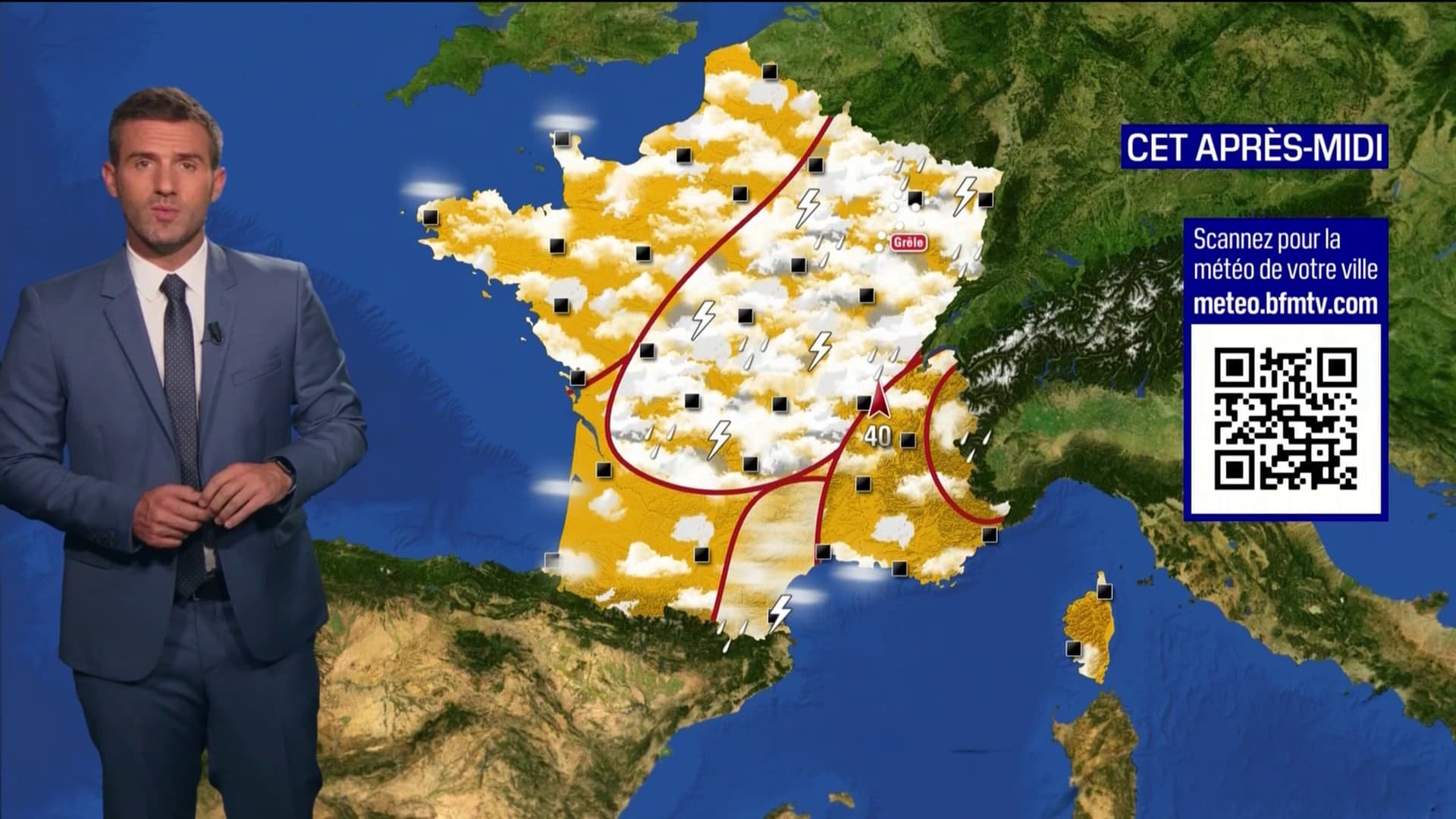 Carte des orages en France le 16 août 2023. Carte des orages en France le 16 août 2023.