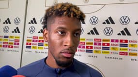 Kingsley Coman en zone mixte après Allemagne-France, à Dortmund le 13 septembre 2023