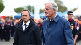 Bruno Retailleau et Michel Barnier à Mâcon le 28 septembre 2024 