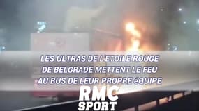 Les ultras de l'Etoile Rouge de Belgrade mettent le feu au bus de leur propre équipe