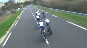 Des images de Paris-Nice tournées avec un drone, le 5 mars 2024