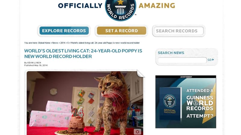 La fiche de Poppy sur le site internet du Guiness world record