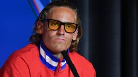 Marcos Llorente en conférence de presse avant le match de C1 entre l'Atlético Madrid et l'Eintracht Francfort le  29 septembre 2025