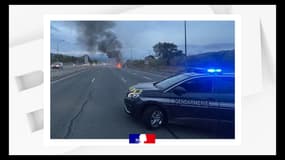 Un feu  sur l’autoroute A8 à Nice, dans le sens Aix-en-Provence vers l’Italie, le 10 septembre 2025