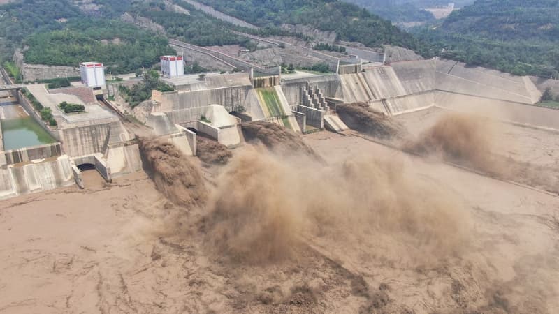 Le barrage de Xiaolangdi à Luoyang dans la province du Henan en Chine le 5 juillet 2021.
