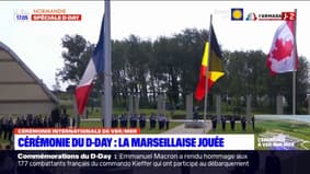 D-Day: la levée des couleurs pendant la cérémonie de Ver-sur-Mer