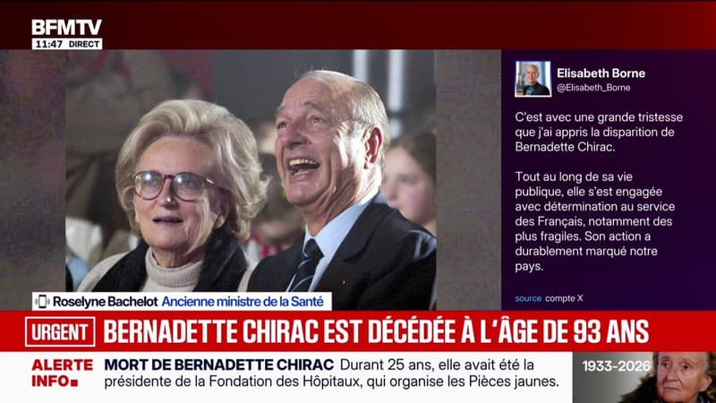 Mort de Bernadette Chirac: l'ancienne ministre Roselyne Bachelot salue "une grande dame"