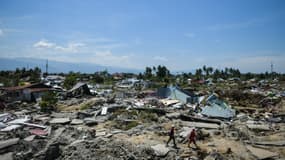 Un village d'Indonésie ravagé après un séisme et un tsunami, fin septembre 2018.
