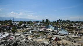 Un village d'Indonésie ravagé après un séisme et un tsunami, fin septembre 2018.