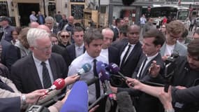 Le Premier ministre Gabriel Attal lors d'un déplacement dans le Pas-de-Calais, le 13 juin 2024, dans le cadre de la campagne en vue des législatives anticipées.